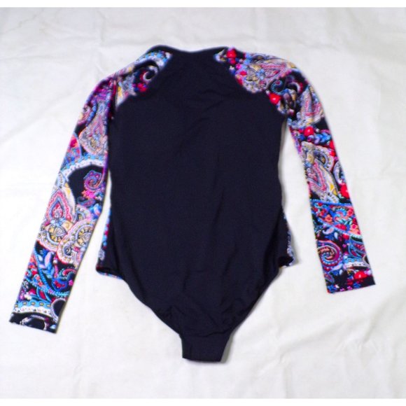 🆕 SEA LEVEL Long Sleeve Rashguard Zip Front Swimsuit Black 8 - Picture 7 of 7